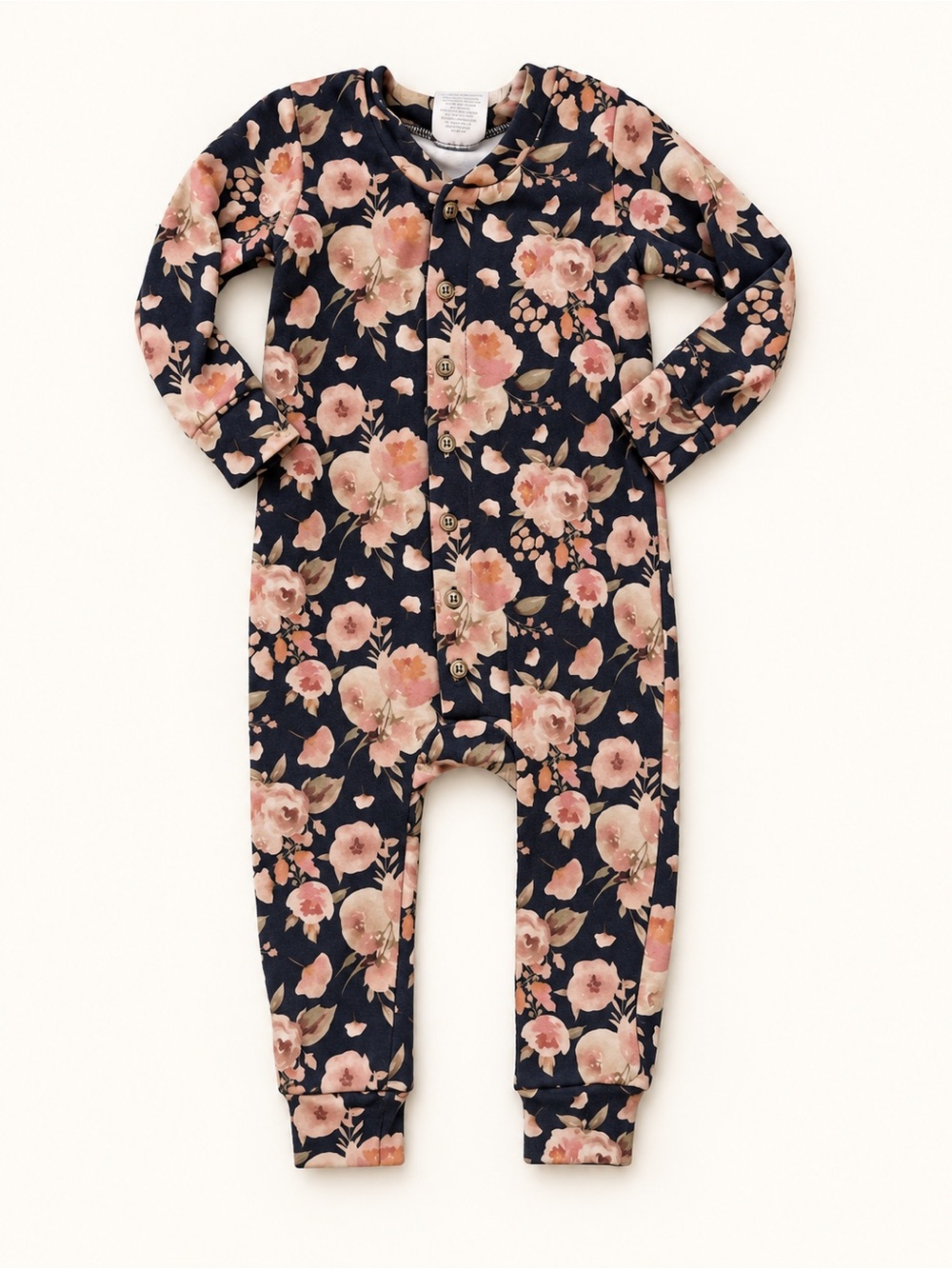Jax & Lennon Navy Floral Baby One-Piece Romper - Pink Blossom